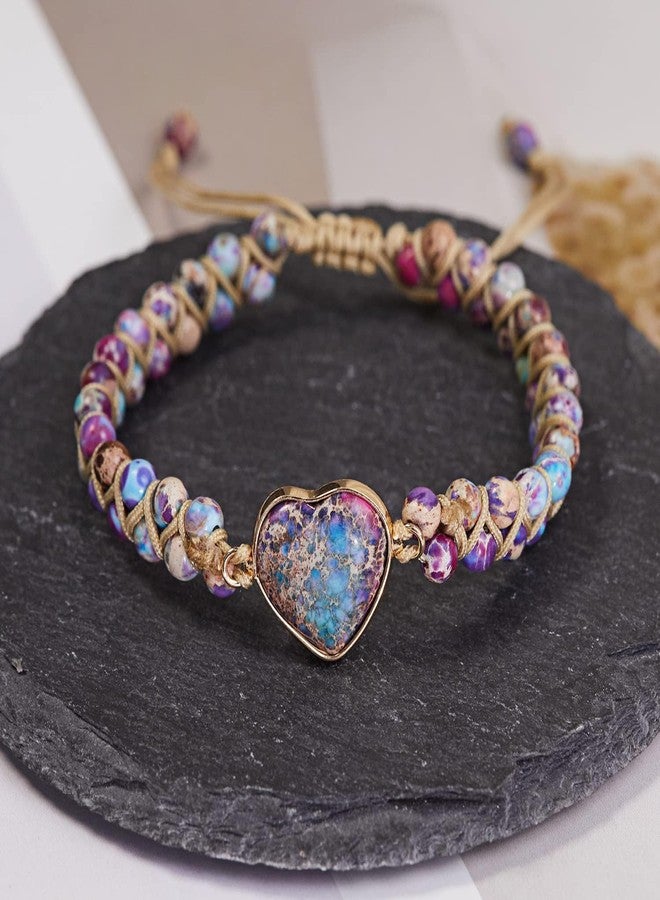 DivaGlamz For Granddaughter - For You Are Always In Mine Beads Bracelet, Double Layer Natural Stone Beaded Wrap Infinity Heart Charm Gift Jewelry (Granddaughter purple) - Image 2